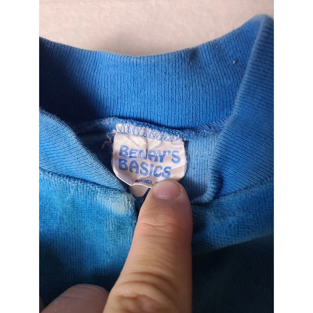 VTG Benay's Basics Footed Sleeper Kids Blue Velour Zip Up Pajamas Y2K Retro 90s